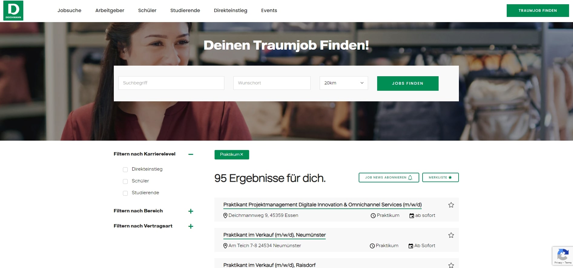 Deichmann Career job searching page